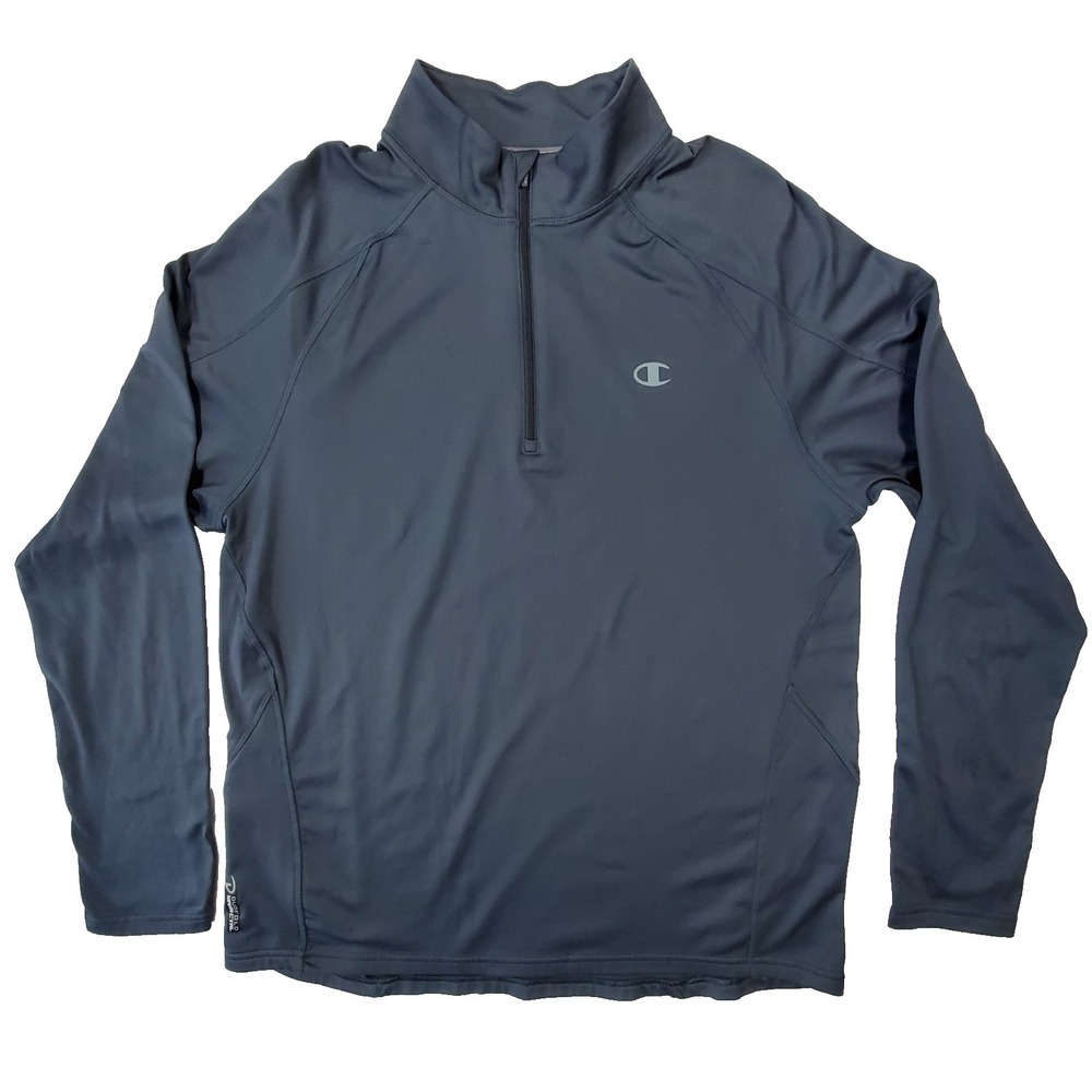 Champion Performance Quarter Zip Pullover Men Large Blue Duo Dry Athletic